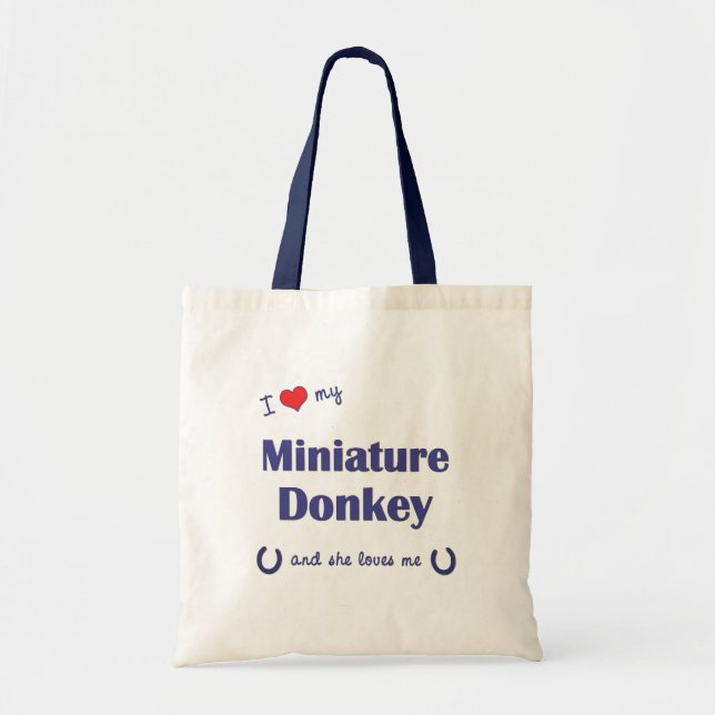 Tote Bag J'aime mon âne miniature (l'âne femelle) (Devant)