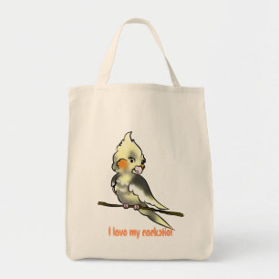 Tote Bag J'aime mon baggie d'épicerie de cockatiel