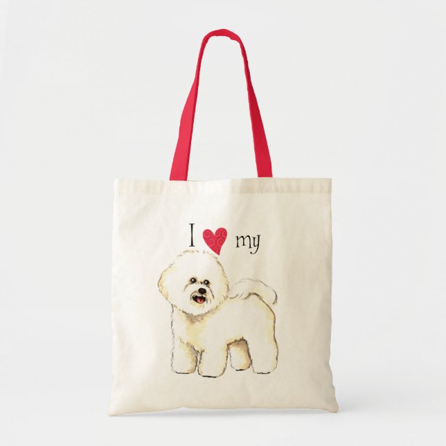 Tote Bag J'aime mon Bichon Frise (Devant)