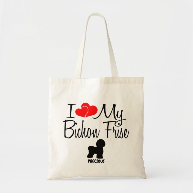 Tote Bag J'Aime Mon Bichon Frise Dog (Devant)