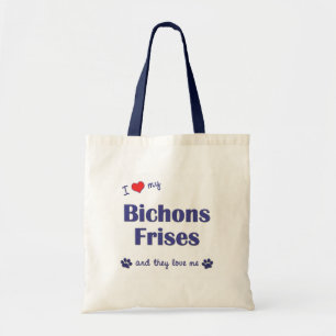 Tote Bag J'aime mon Bichons Frises (les chiens multiples)