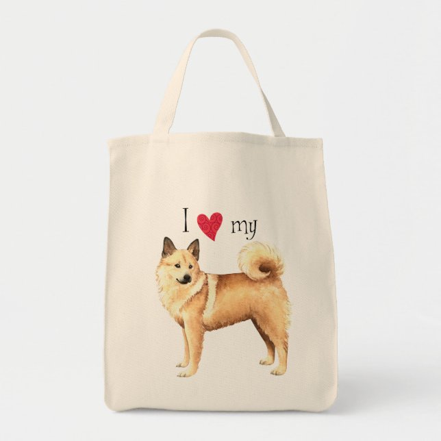 Tote Bag J'aime mon Buhund norvégien (Devant)