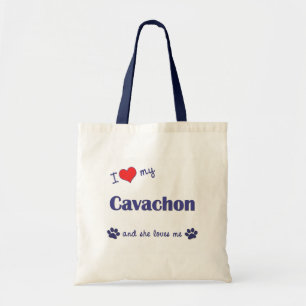 Tote Bag J'aime mon Cavachon (le chien femelle)