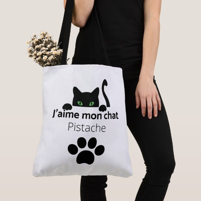 Tote Bag J'aime mon chat Pistache (De près)