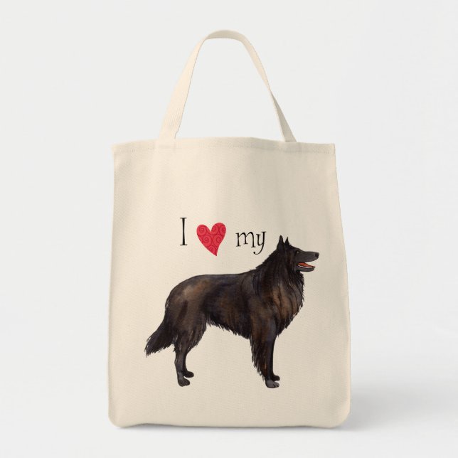 Tote Bag J'aime mon chien de berger belge (Devant)