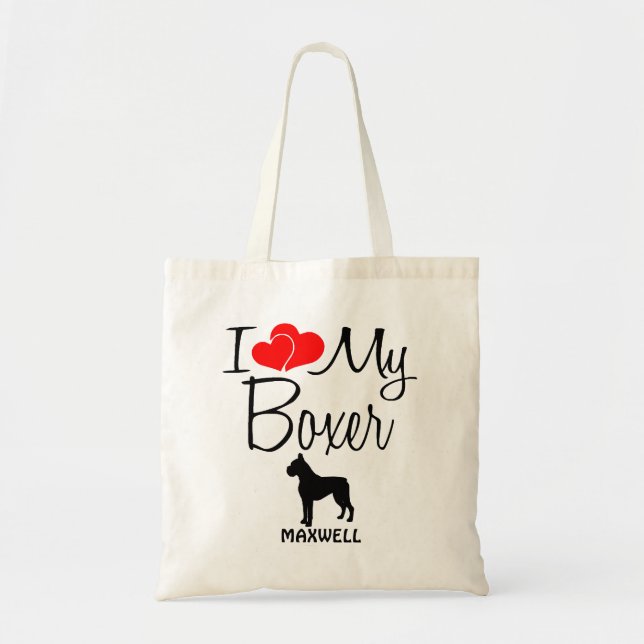 Tote Bag J'Aime Mon Chien De Boxer (Devant)
