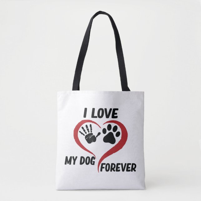 Tote Bag J'aime mon chien jeter l'oreiller (Devant)