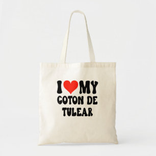 Tote Bag J'Aime Mon Coton De Tulear - Chien - Coeur mignon 