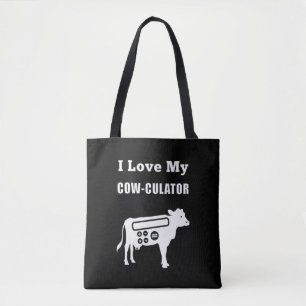 Tote Bag J'Aime Mon Cow-culator Funny Math Calculator Pun
