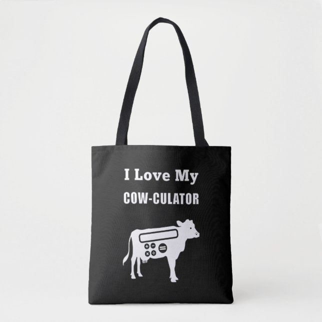 Tote Bag J'Aime Mon Cow-culator Funny Math Calculator Pun (Devant)
