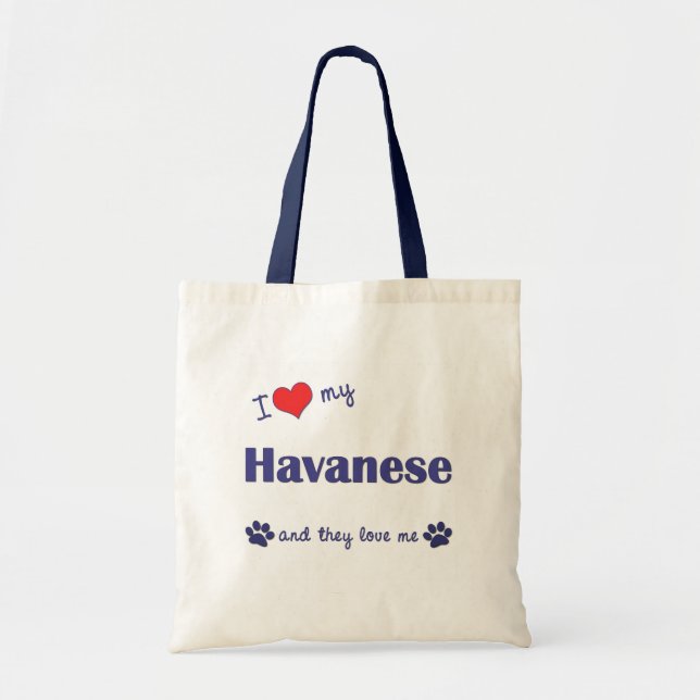 Tote Bag J'aime mon Havanese (les chiens multiples) (Devant)