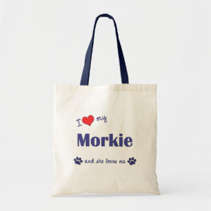 Tote Bag J'aime mon Morkie (le chien femelle)