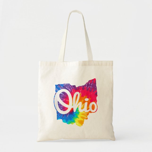 Tote Bag J'aime mon Ohio Maison Script Tie Dye Ohio (Devant)