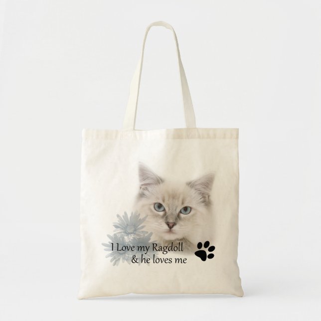 Tote Bag J'aime mon ragdoll (Devant)