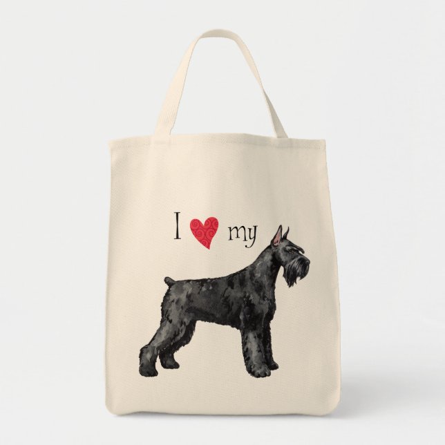 Tote Bag J'aime mon Schnauzer géant (Devant)