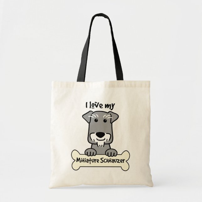 Tote Bag J'aime mon Schnauzer miniature (Devant)