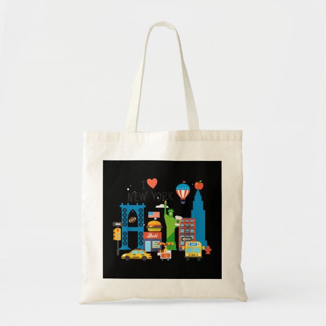 Tote Bag J'aime New York City NY Icons Souvenir Cadeau (Devant)