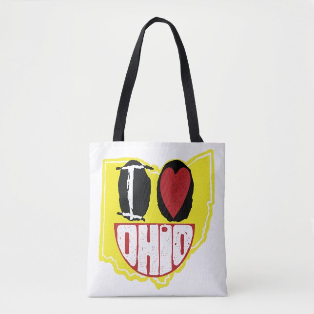 Tote Bag J'Aime Ohio Sourire Un Visage Heureux (Devant)