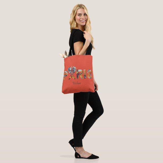 Tote Bag J'aime Paris avec un décor urbain  (Sur le modèle)