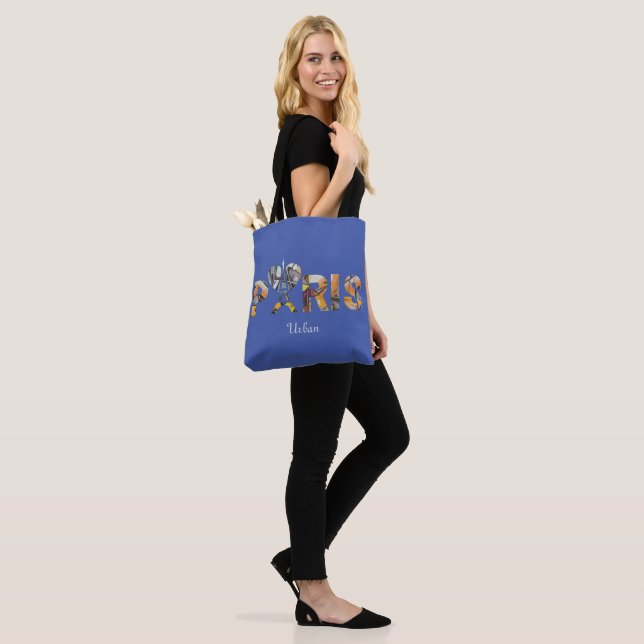 Tote Bag J'aime Paris avec un décor urbain  (Sur le modèle)
