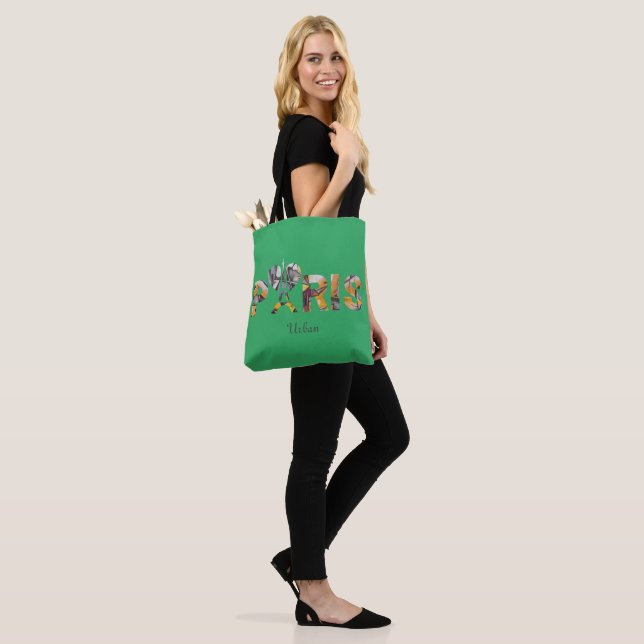 Tote Bag J'aime Paris avec un décor urbain  (Sur le modèle)