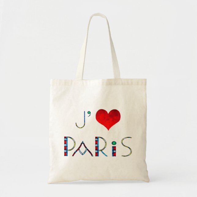 Tote Bag J'aime Paris en verre souillé de Notre Dame (Devant)