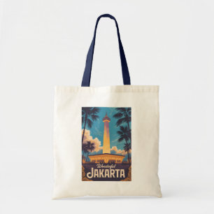 Tote Bag Jakarta Indonésie Illustration Voyage Art Vintage
