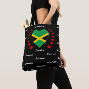 Tote Bag Jamaica Flag & Heart, le drapeau jamaïcain, mode/