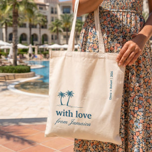 Tote Bag Jamaïque Ajoutez Votre Destination Bleu Mariage Bi