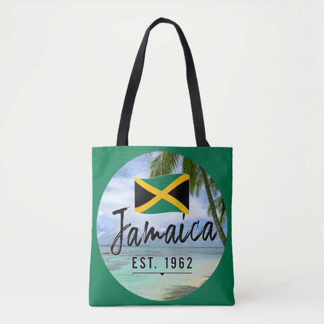 Tote Bag "Jamaïque Est. Plage De 1962 Avec Drapeau Jamaïcai (Devant)