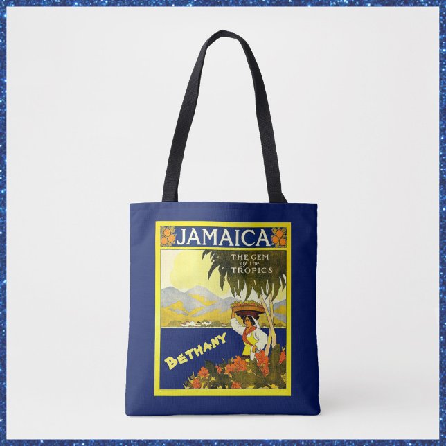 Tote Bag Jamaïque tropicale bleue et jaune (Créateur téléchargé)
