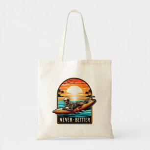 Tote Bag Jamais mieux - Squelette Surf Sunset Wave
