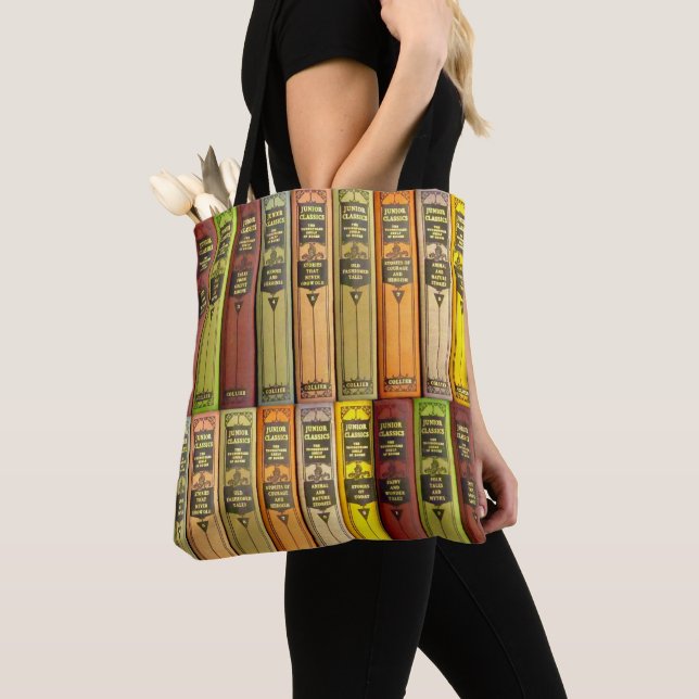 Tote Bag Jamais vieillir - étagère livre fourre-tout (De près)