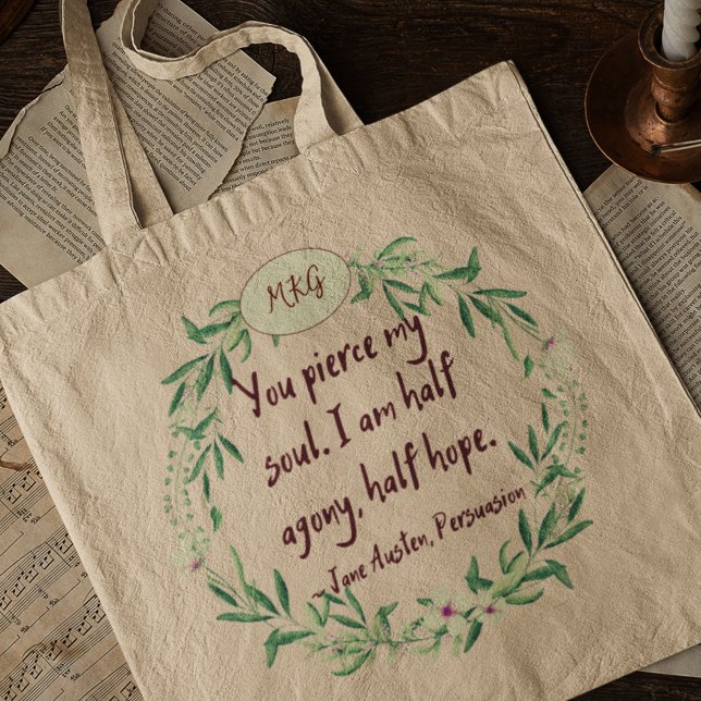 Tote Bag Jane Austen Cite Romantique Monogramme (Créateur téléchargé)