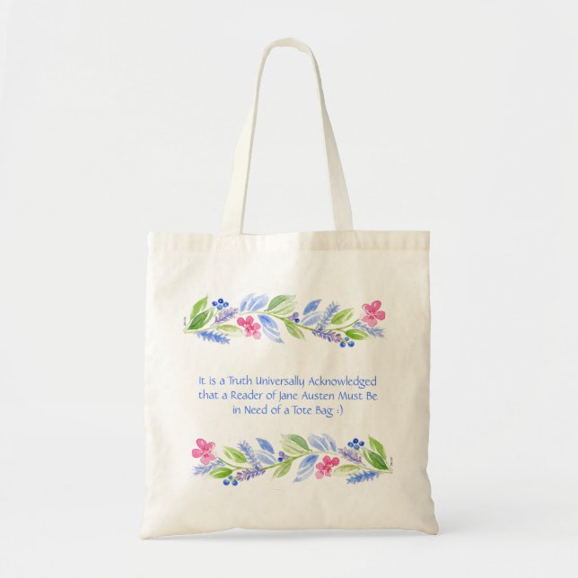 Tote Bag Jane Austen Devise Florale (Devant)