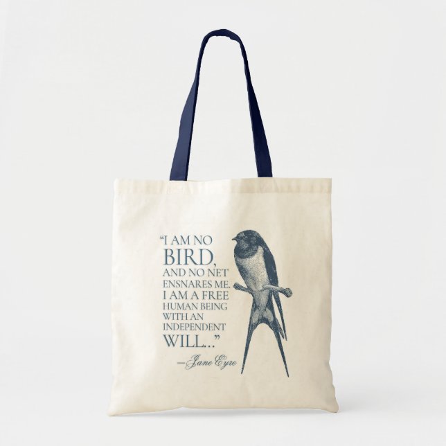 Tote Bag Jane Eyre - Je ne suis pas un oiseau - hirondelle (Devant)