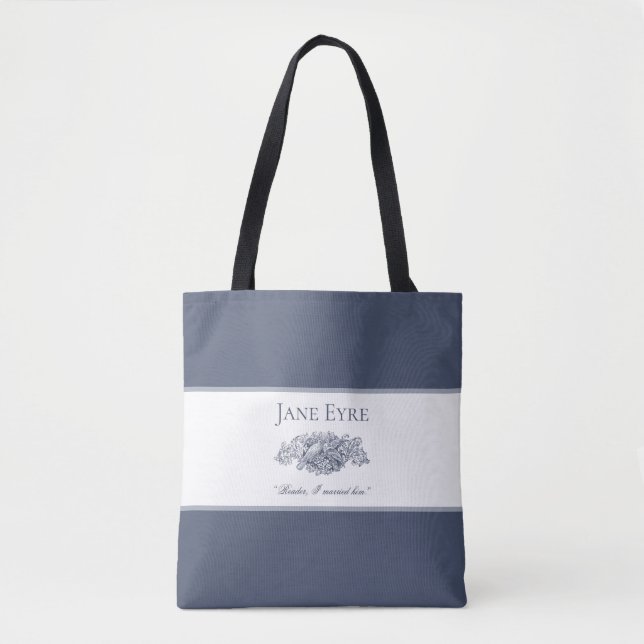 Tote Bag Jane Eyre - Lecteur Je L'Ai Marié - Doves gris fon (Devant)