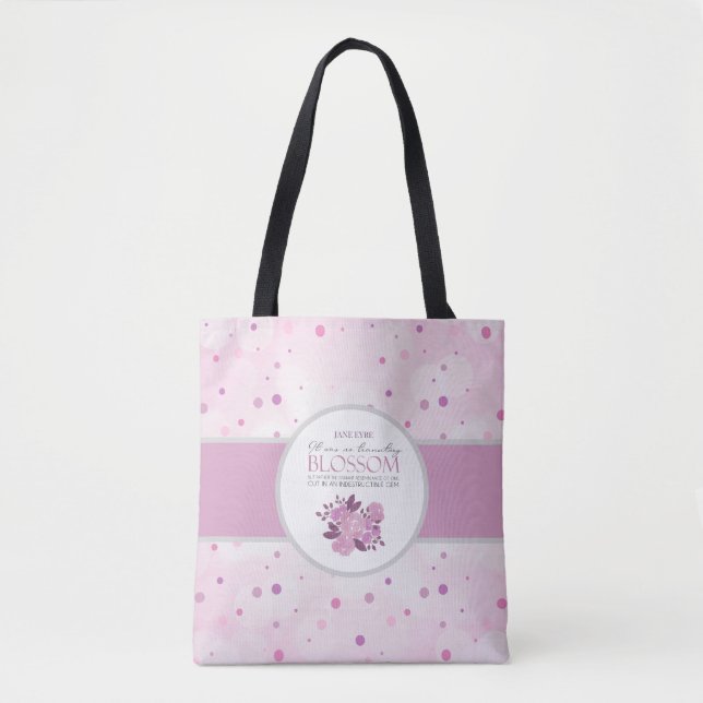 Tote Bag Jane Eyre - Pas de fleur transitoire - Points Rose (Devant)
