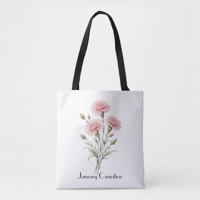 Tote Bag January Carnation Flowers  (Devant)
