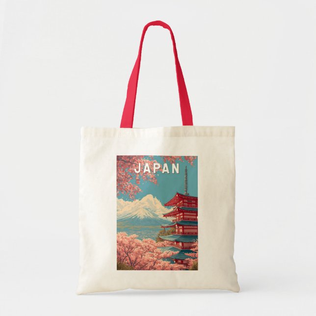 Tote Bag Japan Illustration Travel Art Vintage (Devant)