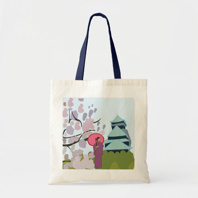 Tote Bag Japon Cherry Blossom Geisha Kimono Japon (Devant)