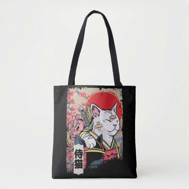 Tote Bag Japonais Samurai Chat Guerrier Japon Ninja Kitten (Devant)