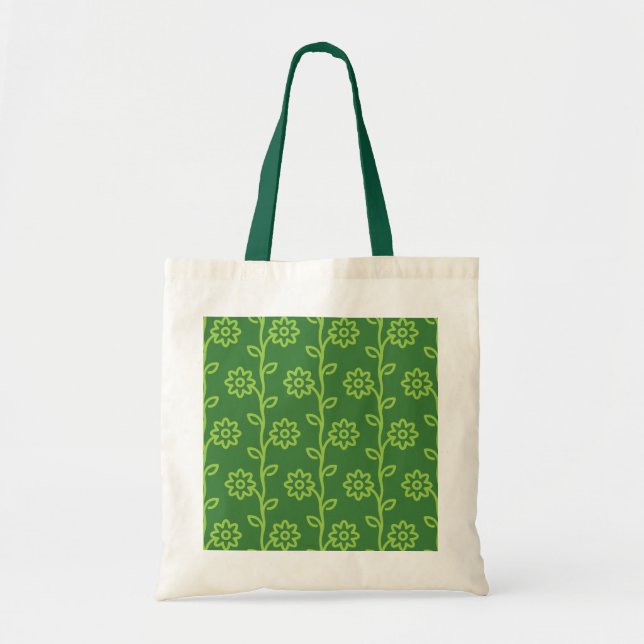 Tote Bag Jardin à fleurs plates vertes Motif (Devant)