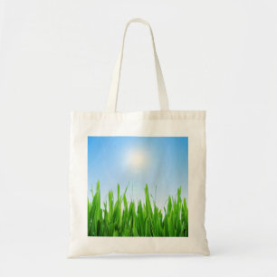 Tote Bag Jardin à l'herbe verte avec conception de ciel ble