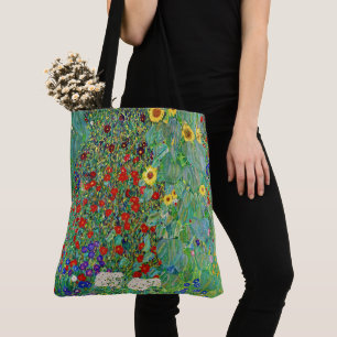 Tote Bag Jardin Agricole Gustav Klimt Avec Peinture De Fleu