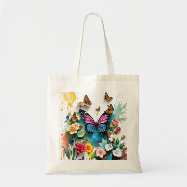 Tote Bag Jardin aux papillons | Conception de printemps ins (Devant)