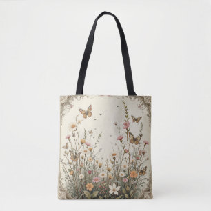Tote Bag Jardin aux papillons vintages