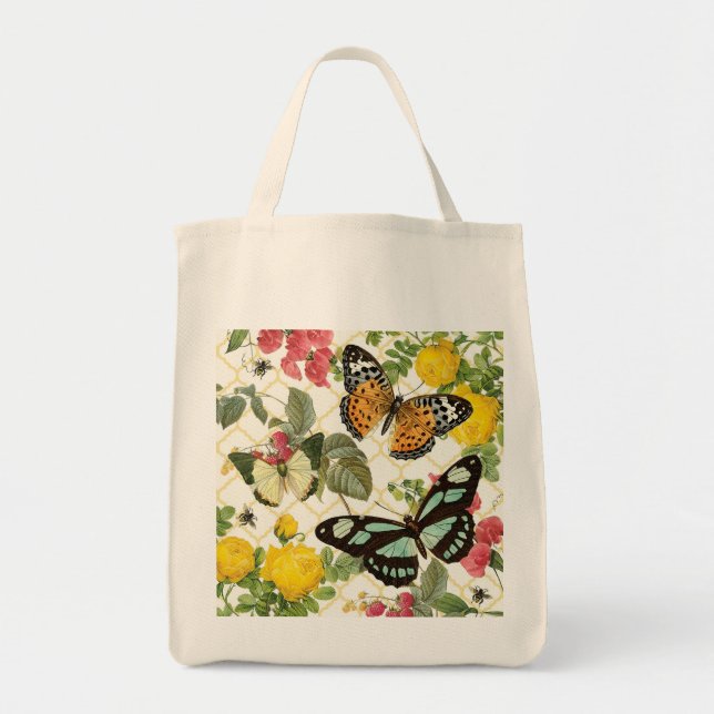 Tote Bag jardin aux papillons vintages (Devant)