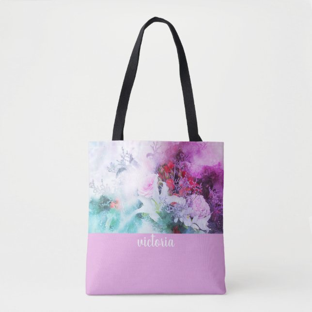 Tote Bag Jardin Botanique Coloré Monogramme (Devant)