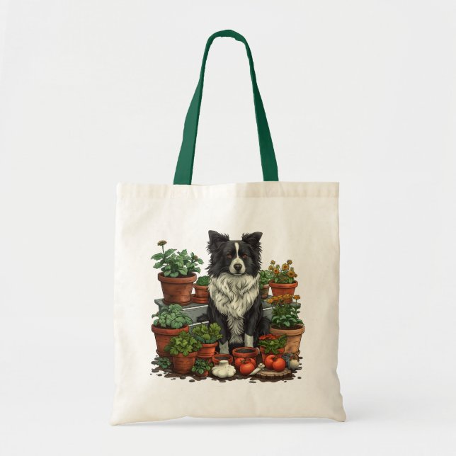 Tote Bag Jardin de Collie à la frontière (Devant)